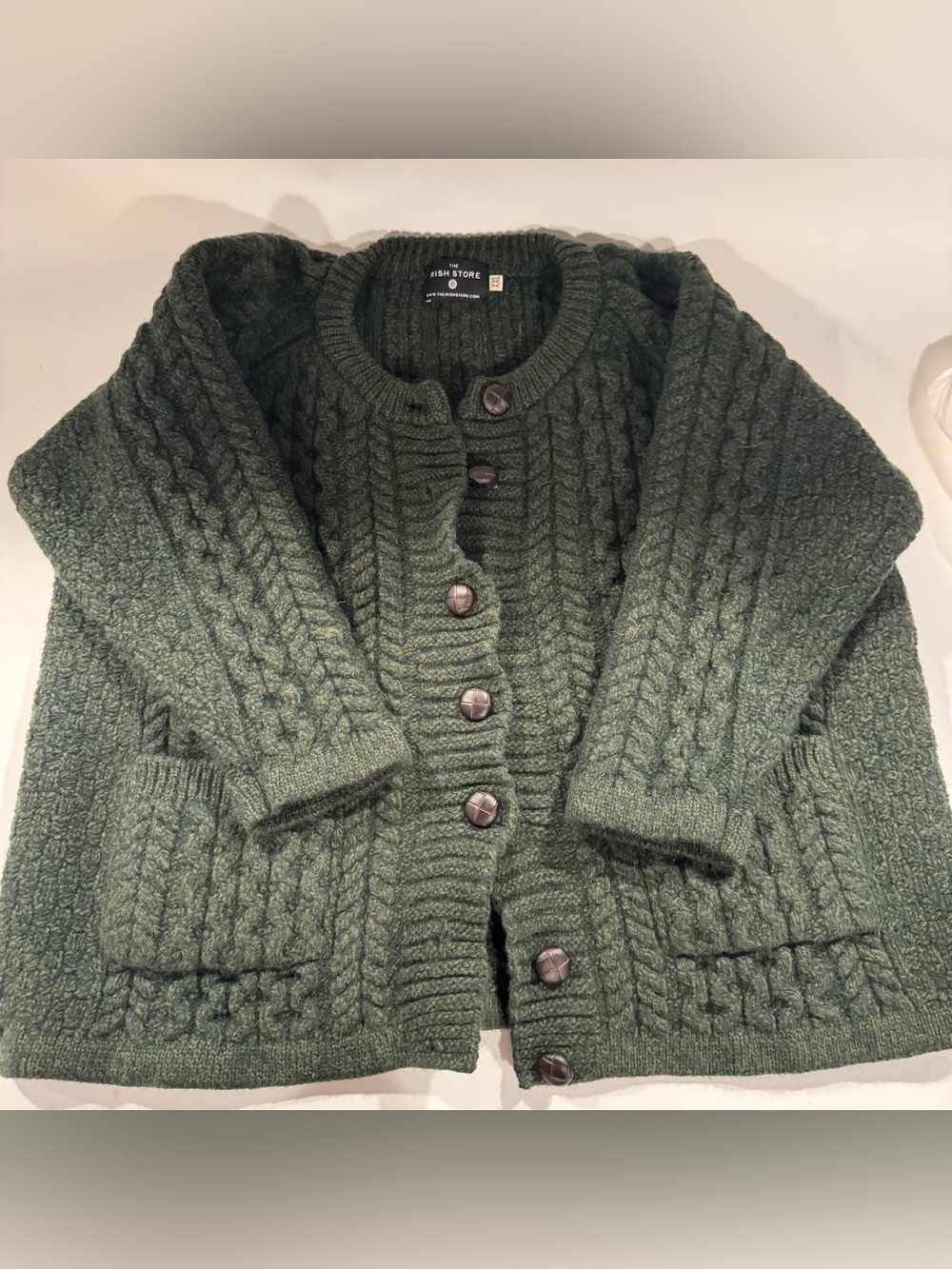 The Irish Store Knitted Green Sweater Cardigan, XXL